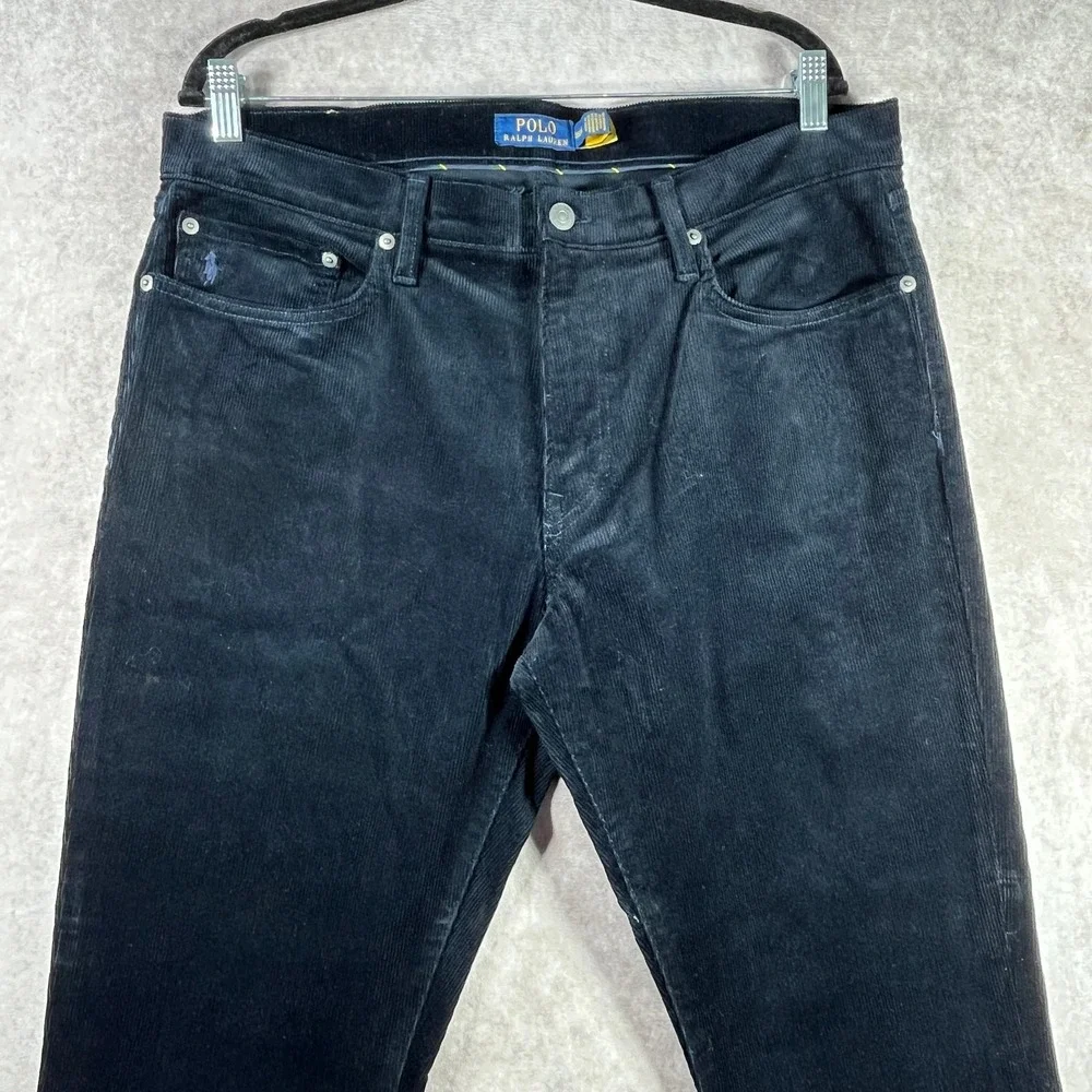 Polo‎ Ralph Lauren Varick Slim Straight Corduroy Pants Mens 35X32 Blue Preppy